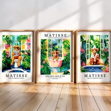 Highland Cow Set of 3 Prints – Henri Matisse Style