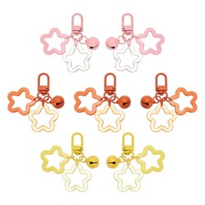 Star Keychain, 7 Pcs Candy Color Acrylic Pentagram Keychain, Orange/Yellow/Pink