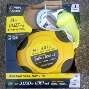 SmartStraps Retractable Tow Strap 171 w Hooks 14ft 9000lb, Commercial Duty