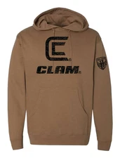Clam Ice-Ops Hoodie Brown Men’s Pullover Sweatshirt Ice Fishing Gear Size XL