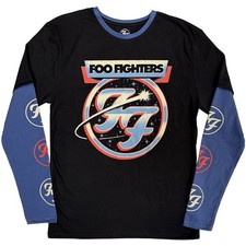 Foo Fighters 'Comet' Blue & Black Layered Long Sleeve T shirt - NEW