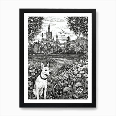 Zeichnung eines Hundes in Royal Botanic G gerahmtes Wandbild Poster Leinwanddruck Bild