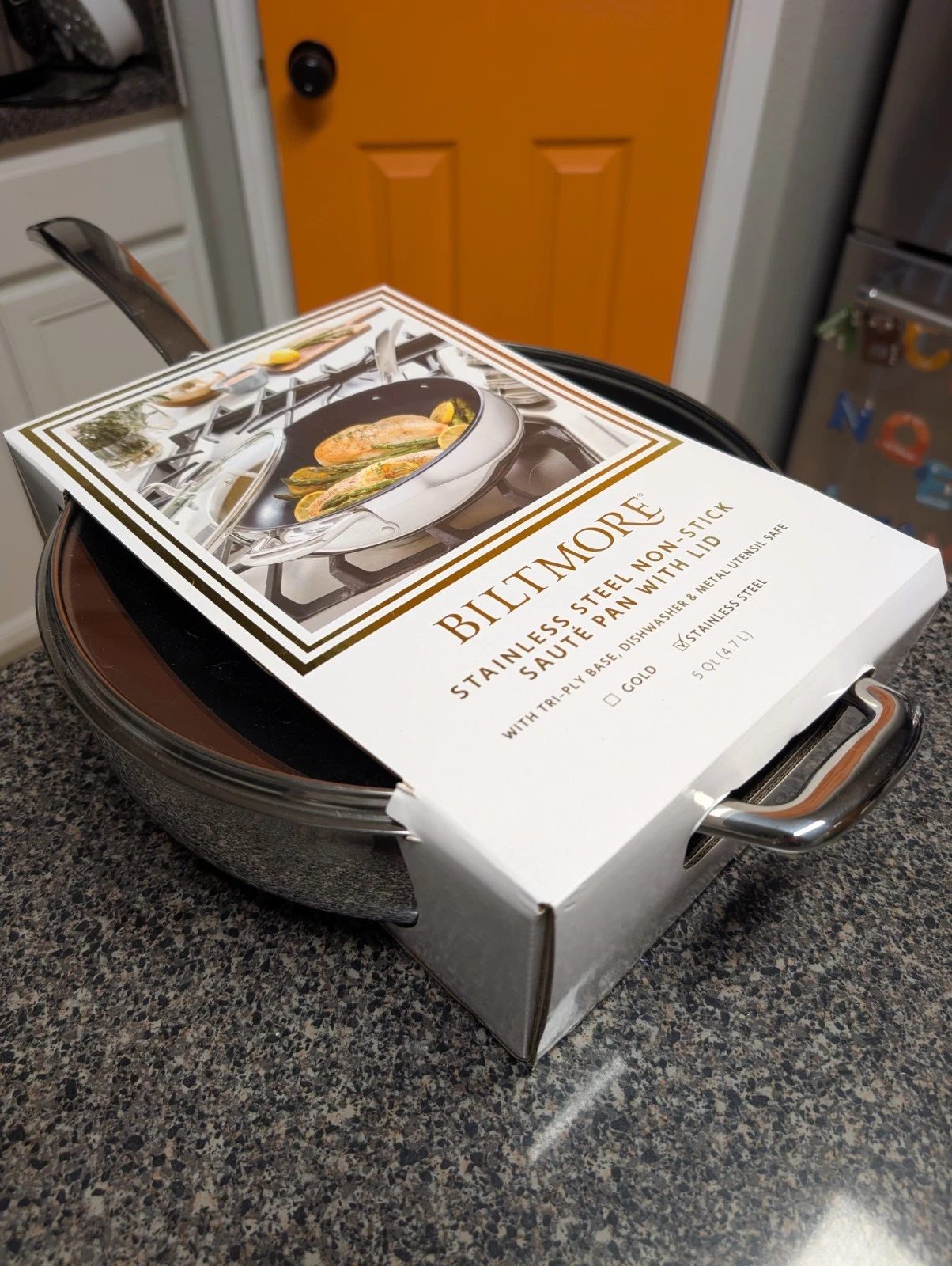 Biltmore Stainless Steel Sauté Pan With Lid 5QT Oven-safe, Non-Stick