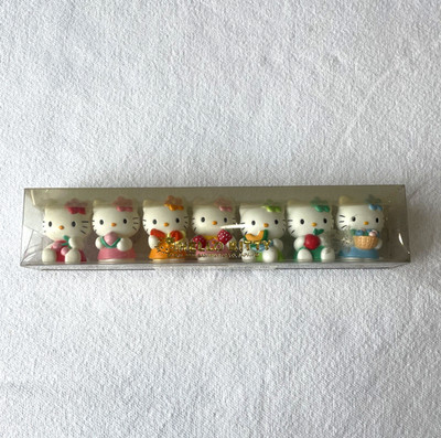 Hello Kitty Fruit Doll Mini Figurine Set of 7 Sanrio 2002 Tokyo Japan RARE