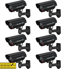 8 Pcs Fake Camera Dummy Security Camera with Flashing LED Light Realistic Plasti