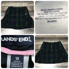 Lands' End Girl s 10 Tartan Plaid Pleated Skirt Green Blue Cargo Pockets Lined