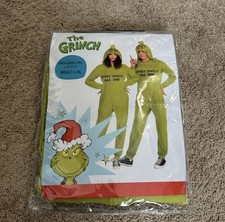The Grinch Green Zipster Costume 1 Piece Hooded L/XL Suit Unisex