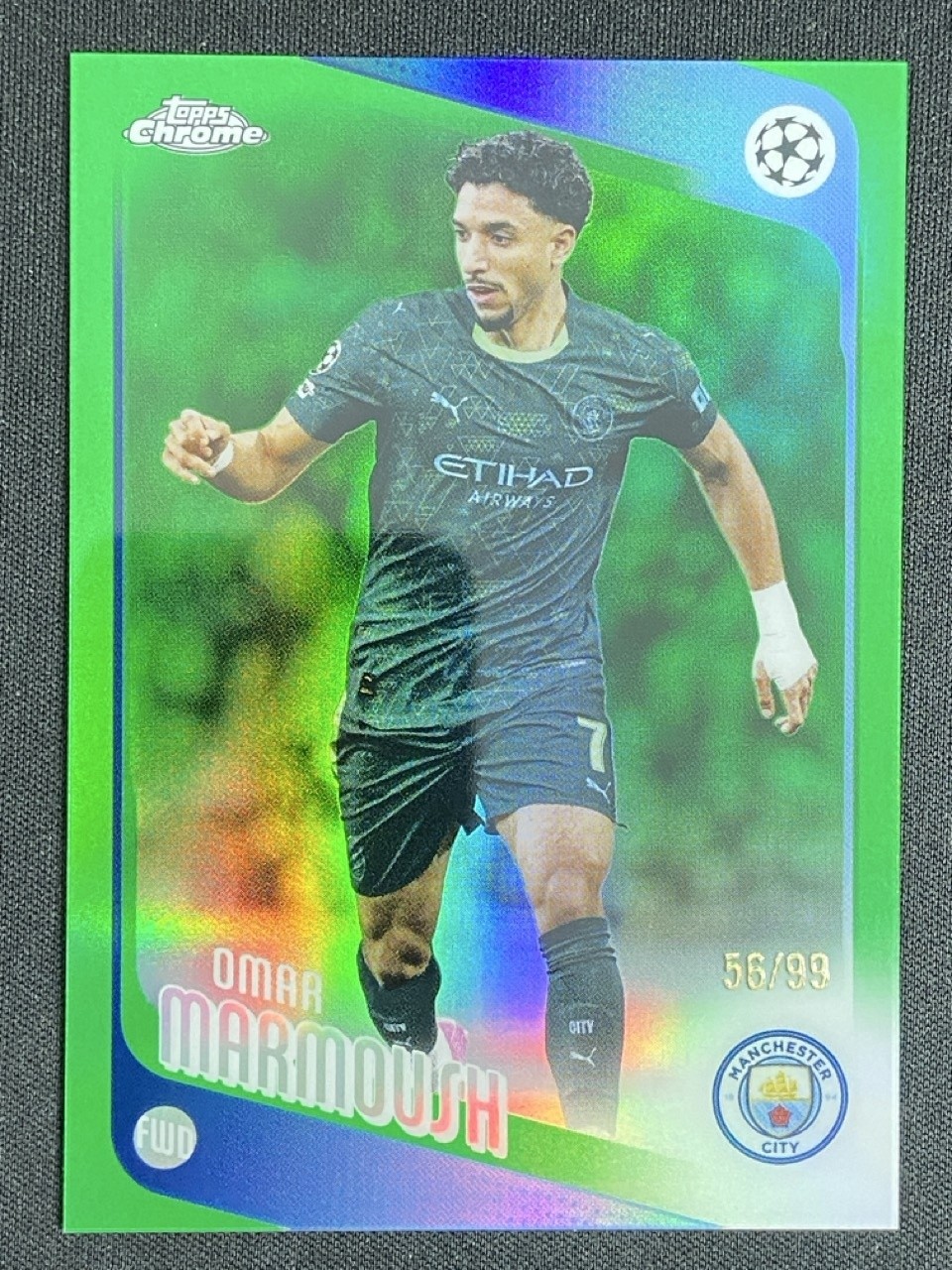 Omar Marmoush 2025-26 Topps Chrome UCC Logoman Green Refractor Base /99 #80