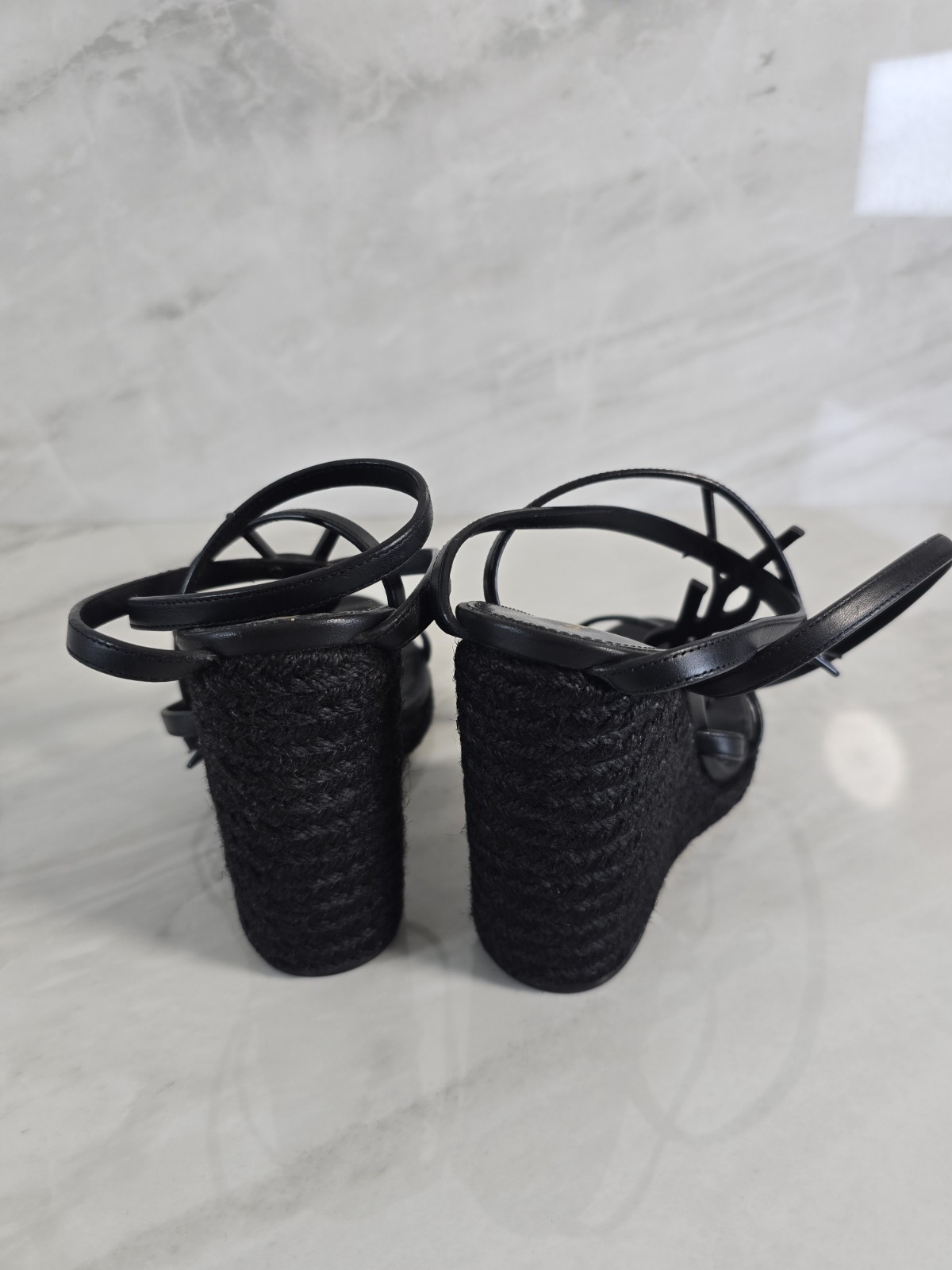 Sandali YSL Saint Laurent neri con zeppa e plateau