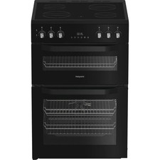 Hotpoint HTE6VDCB1 60cm Electric Cooker, Fan Oven, Grill & 4 Zone Ceramic Hob