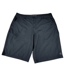 Hang Ten Hybrid Board Short 38 Men Black Stripe Flat Front Swim Surf Golf 11"