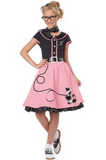 50's Sweetheart Poodle Skirt Grease Dress Outfit Child Costume