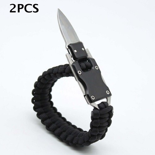 Dagger With Rope 2 Pack Black Wilderness Survival Emergency Gear Tactical Hand Rope ...