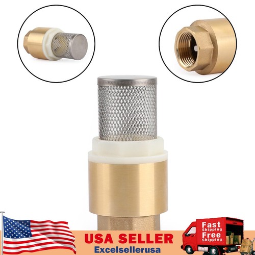 3/4" NPT Inline Check Foot Valve Brass Spring Loaded With Filter 200 PSI