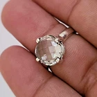 Checker Cut Crystal Quartz 925 Sterling Silver Handmade Tinny Rings Size 7.5