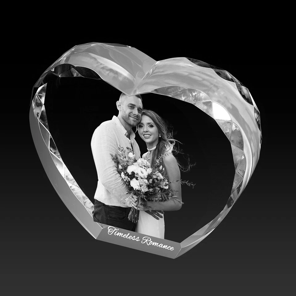 Regalos Corazón Cristal 3D, Grabado Láser Foto 3D Aniversario Cumpleaños Boda Regalo Foto 4 de 4