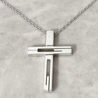 GUCCI G Logo Cut Out Cross Pendant Necklace 22" Silver 925 Auth D-d1156