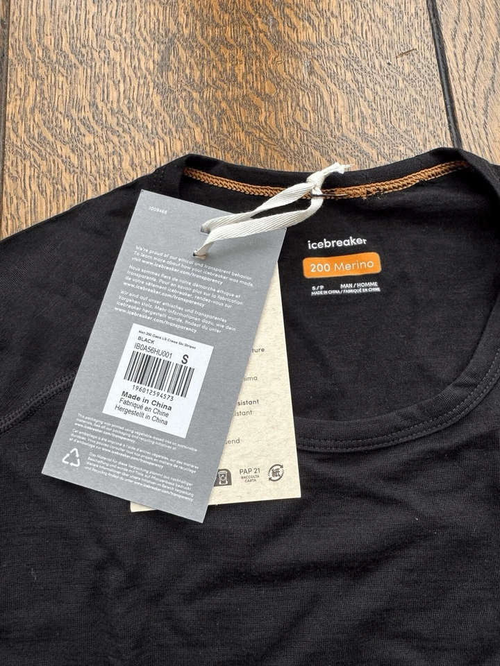 Icebreaker Para Hombre Merino 200 Oasis Manga Larga Crewe Top Térmico Esquí Rayas S NUEVO Foto 3 de 4