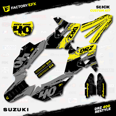 Gray & Yellow Slick Polisport Restyle Graphics Kit fits Suzuki Drz400 Drz400sm