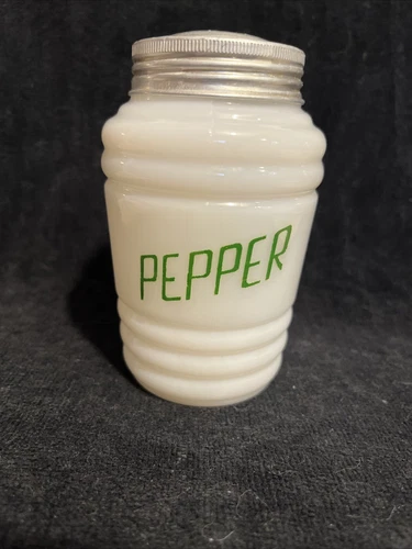 Vintage Hazel Atlas Milk Glass Beehive Pepper Shaker w/Metal Top