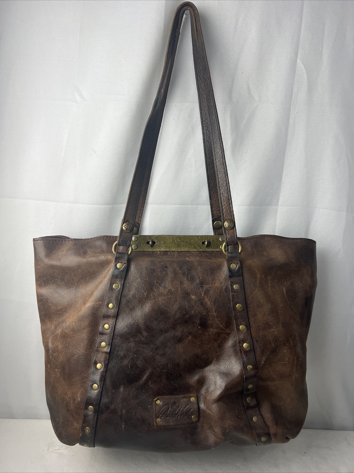 PATRICIA NASH Worn Leather Tote Bag Satchel Purse Bro… Gem