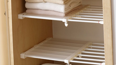 Multi-Functional Telescopic Partition, Adjustable Closet Rack, 11-15 in, White