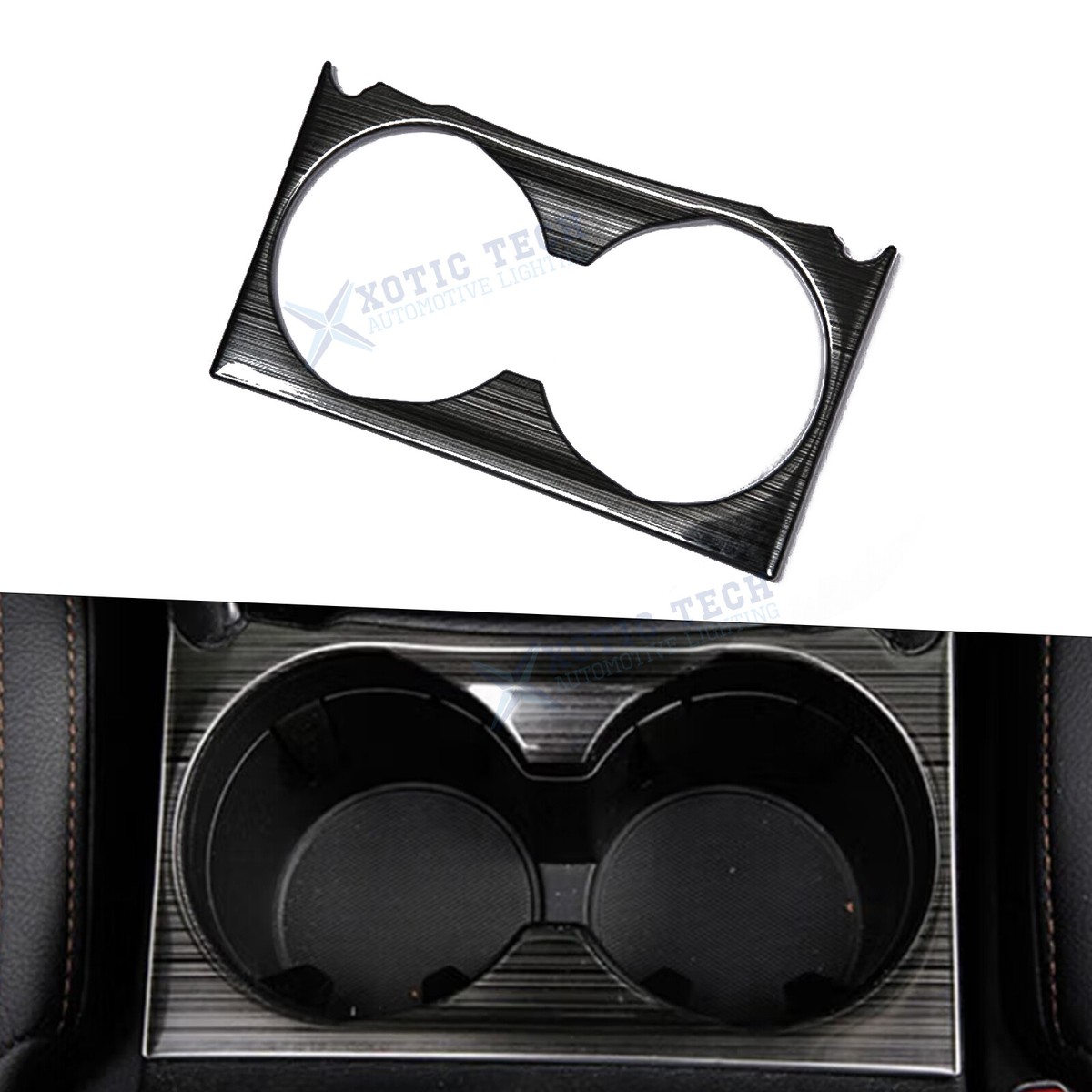 1X Black Titanium Interior Water Cup Holder Frame Cover For Mazda