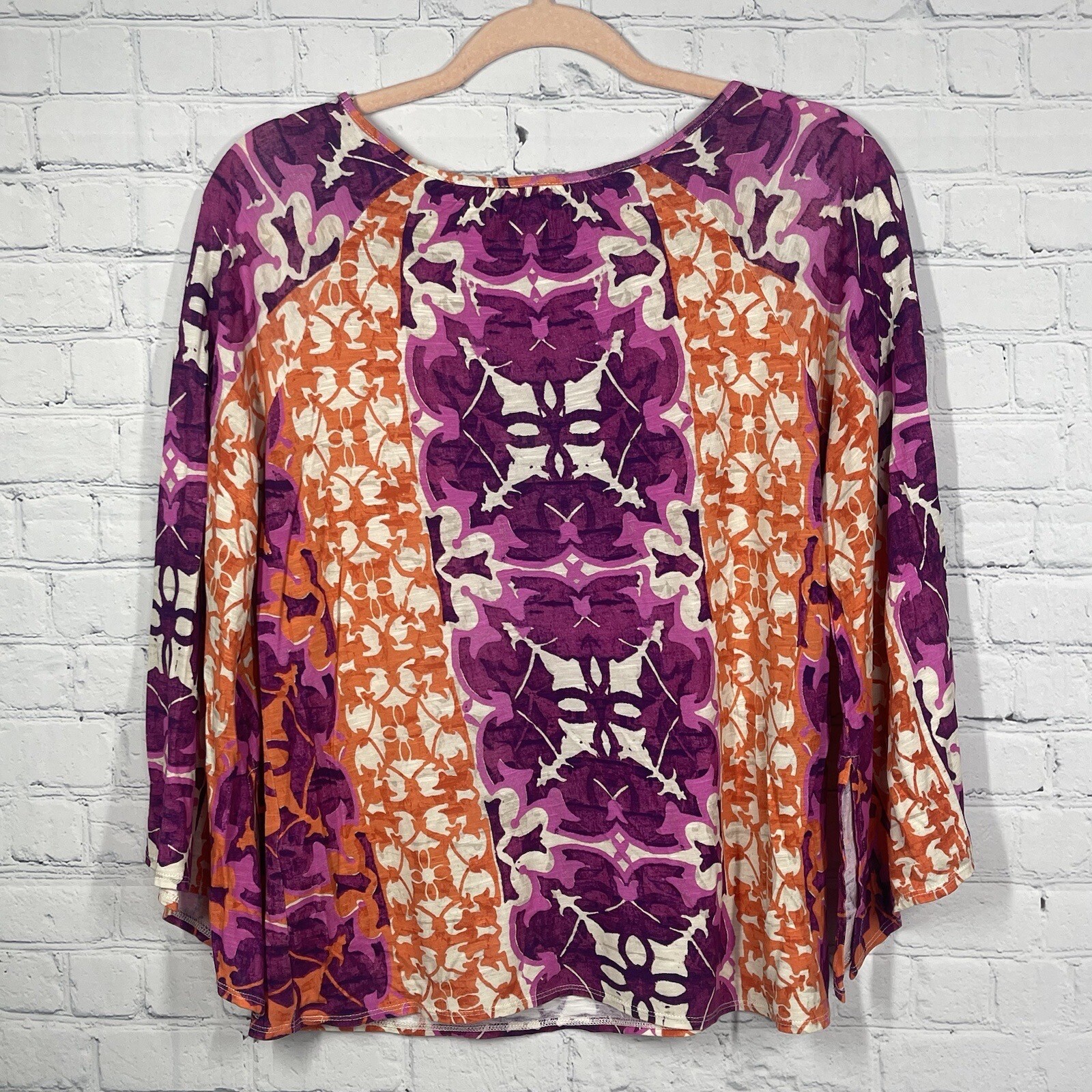 Chicos Blouse Size 0 US Small Patchwork Boho Abst… - image 3