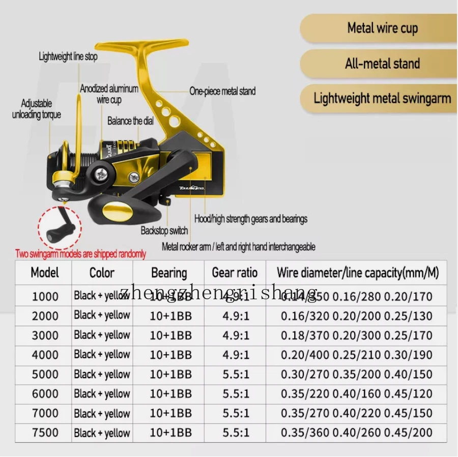 Цельнометаллическая рыболовная спиннинговая катушка 10+1BB для длительного литья серфинга в морской воде 4000-7500 - Изображение 3 из 4