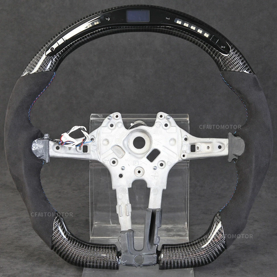 Carbon Fiber Alcantara LED Steering Wheel for BMW M2 M3 M4 M5 M8 F90 with Trim - Image 2 of 4