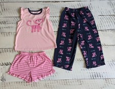 Carter  s Size 4T Vntg Y2K Light Pink/Navy Blue Purr-fect Kitty 3-Pc. Pajama Set