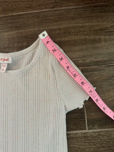 Cat & Jack Girls Ribbed White Stretch Size Medium (7/8) Splatter Color Shirt - Picture 5 of 6