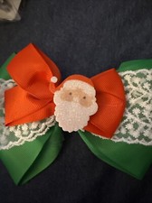 Holiday Hair Bow With Santa Face