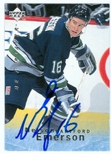 Nelson Emerson autographed Hockey Card (Hartford Whalers) 1996 Upper Deck #38