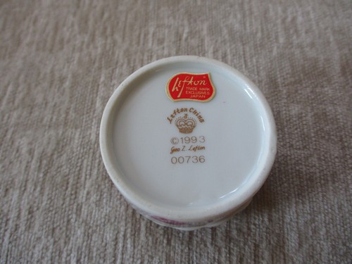 Geo Z Lefton China Purple Flowers Covered Trinket Dish Gold Trim - Picture 6 of 10