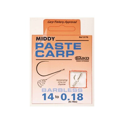 MIDDY HAIR CARP BARBLESS HOOKS TO NYLON Karpfenpaste Use Size in Drop Down Box