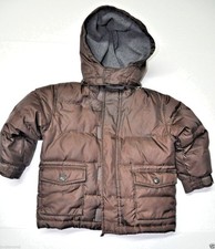 Baby Gap Warmest jacket toddler 3T boy Brown puffed dawn lining zip off hood