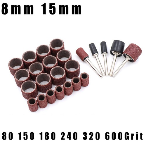 8mm 15mm Sanding Bands Drum Sleeve Mandrel Rotary Tool for Dremel 80