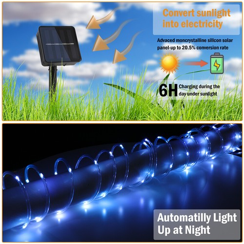Solar LED Fairy String Lights Starry Rope Strip Waterproof for Garden Patio Path - Picture 28 of 48