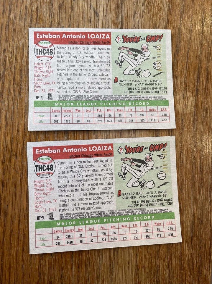 2004 Topps Heritage Chrome Refractor #48 Esteban Loaiza (#/555) + Base #/1955 - Image 3 of 4