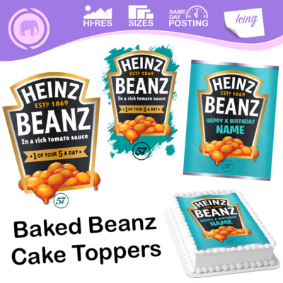 Heinz Baked Beans Beanz Label Dose Tortenaufleger Druck personalisiert essbar Zuckerguss