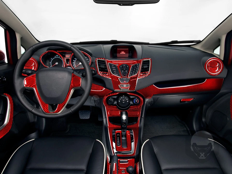 Kits completos de fibra de carbono roja de 70 piezas para Ford Fiesta 2011-2019 cubierta interior embellecedor Foto 2 de 4