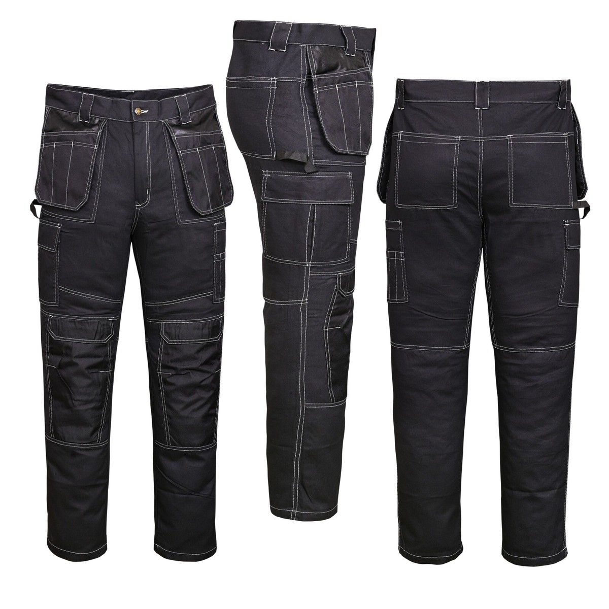 Uomo Lavoro Pantaloni Cargo Combattimento Ginocchio Pad Tasche IN Cordura Norman