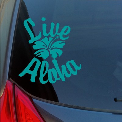 Live Aloha vinyl sticker decal Hawaiian Islands Hawaii hula love Kona Lanai 808