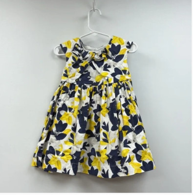 Girl's Mayoral Floral Leaf Cap Sleeve Pleated Fit & Flare Dress White 24 MOS.