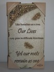 NIB, Family Roots stone-look wall plaque home decor, wedding, graduation, moving — photo 5