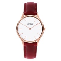 Nicole Vienna Damenuhr Suede Soir RoséGold 34Mm Kettenleder Bordeaux