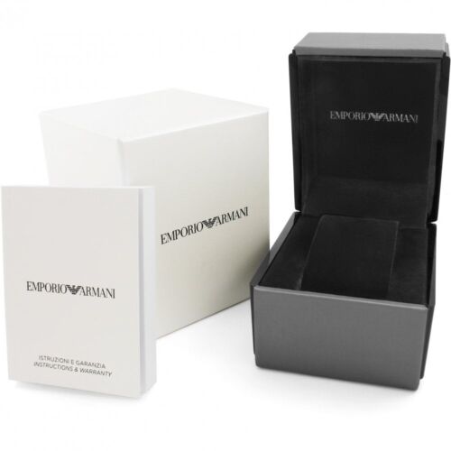 NEW GENUINE EMPORIO ARMANI MENS WATCH AR0156 STAINLESS STEEL SILVER & BLACK DIAL - Picture 5 of 5
