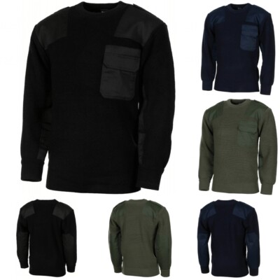 BW Pullover mit Brusttasche Bundeswehr Pulli schwarz oliv blau 48 - 62 NEU