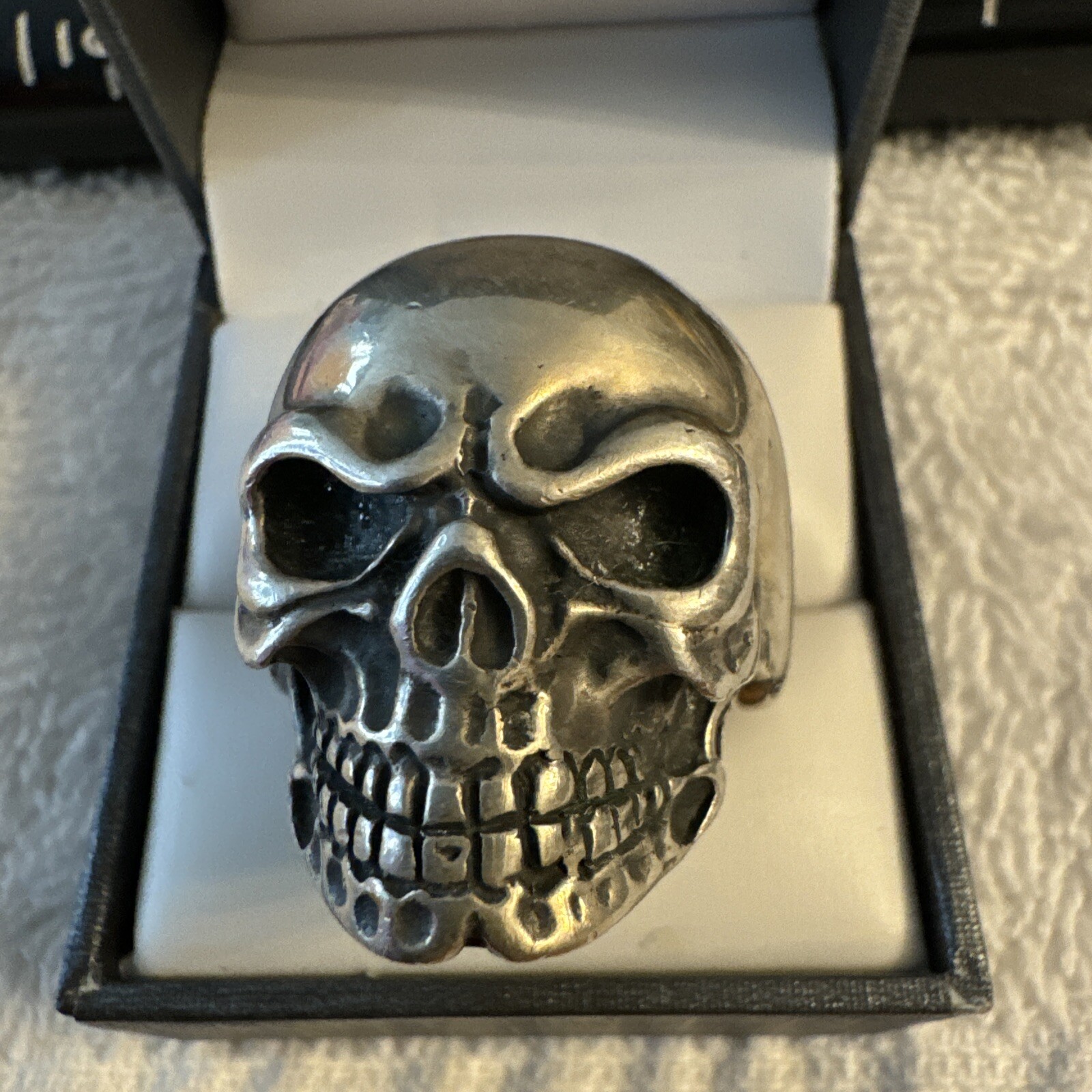 Solid Sterling Silver Skull Ring (lSIZE 12) Rock … - image 2